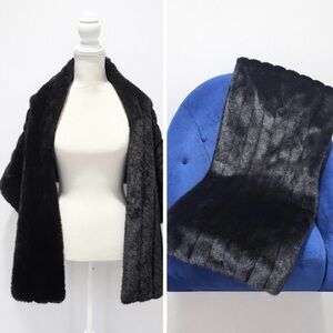 Valerie Stevens Black Faux Mink Fur Stole Evening Wrap Throw 70x18